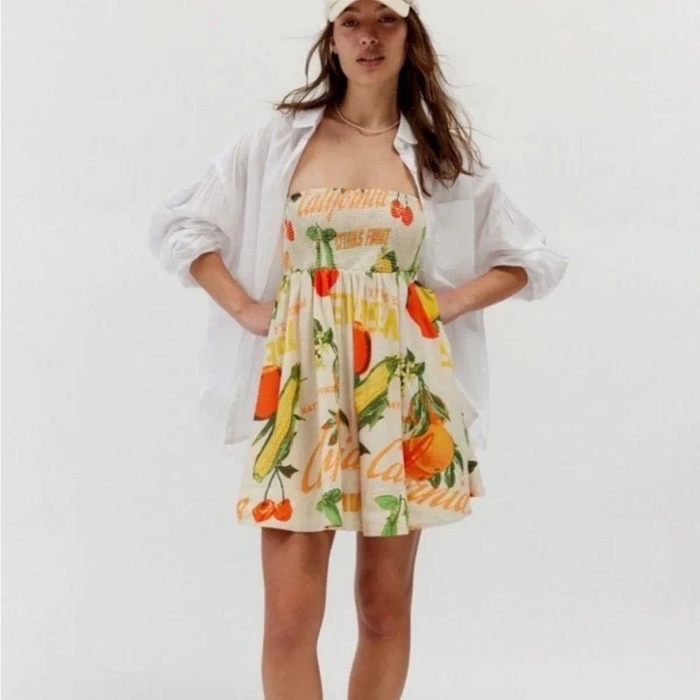 BDG Juliana vegetable stand tomato mini smock dress large L - Picture 3 of 7